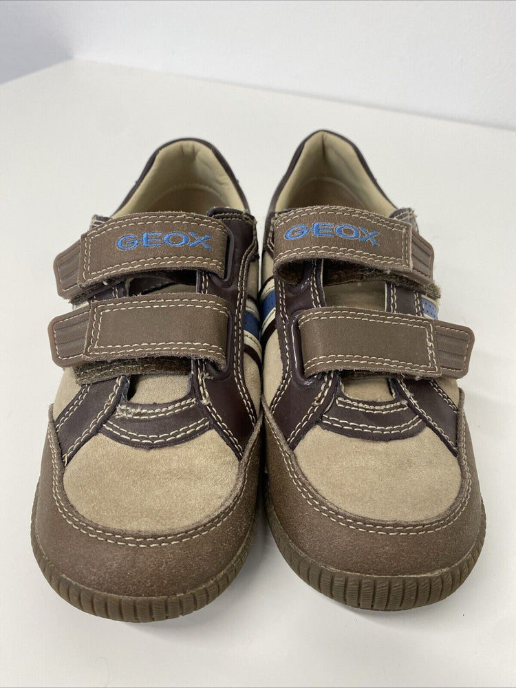 Geox Boys Trainer Brown & Blue Leather Size 13/32, RRP £52.50 GA001