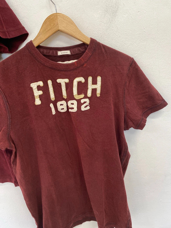 Fabulous Duo of Abercrombie & Fitch maroon muscle fit t shirts Men’s L&xl #3 GW001