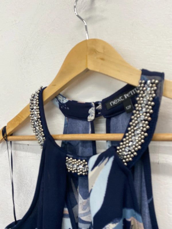 Fabulous Next Blue floral diamond embellished dress Uk12 GW001