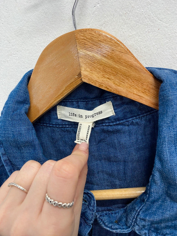 Lovely life in progress denim cotton tunic dress UK M MS002