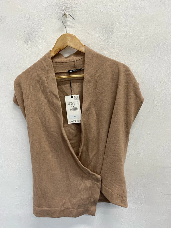 Lovely Zara knit beige wrap top UK M AO001