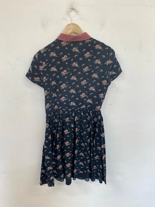 Hobbs Stylish Navy Floral Pattern A-line Shirt Dress UK 10 WLH01