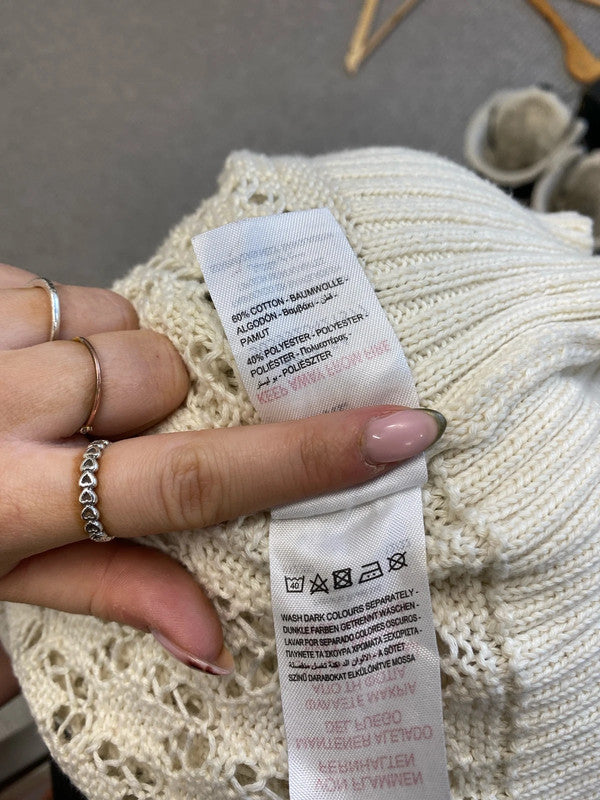 Lovely peacocks cream crochet longline cardigan UK XL IM001