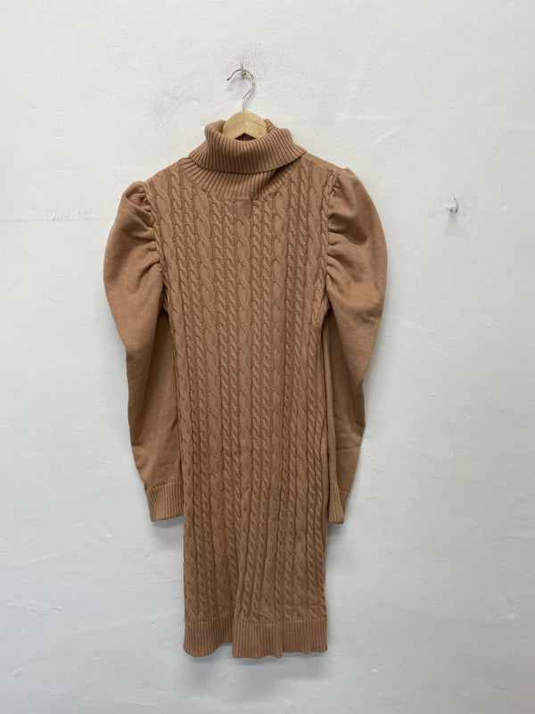 Girl In Mind biscuit beige cable-knit dress UkL LK009