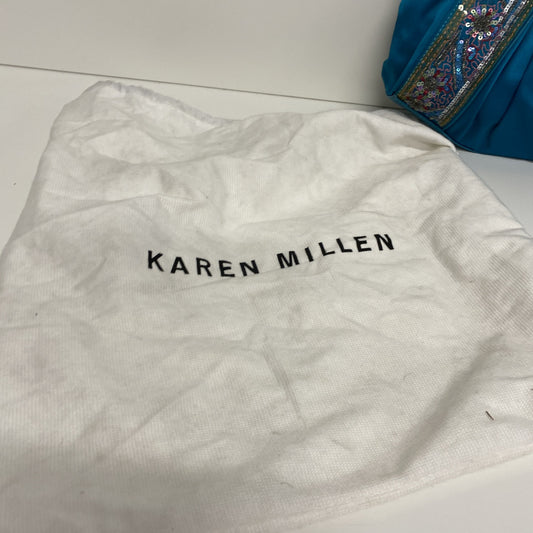 Karen Millen Fabulous evening Bag Turquoise Embroidered Events new LW005