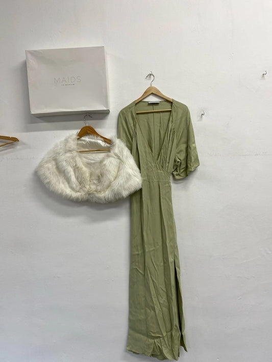 Fabulous Maids to Measure Charlene Sage green dress Uk24 & wrap CR002