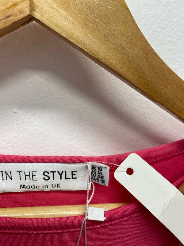 Fabulous In the Style pink jersey peplum top New Uk18 CR002