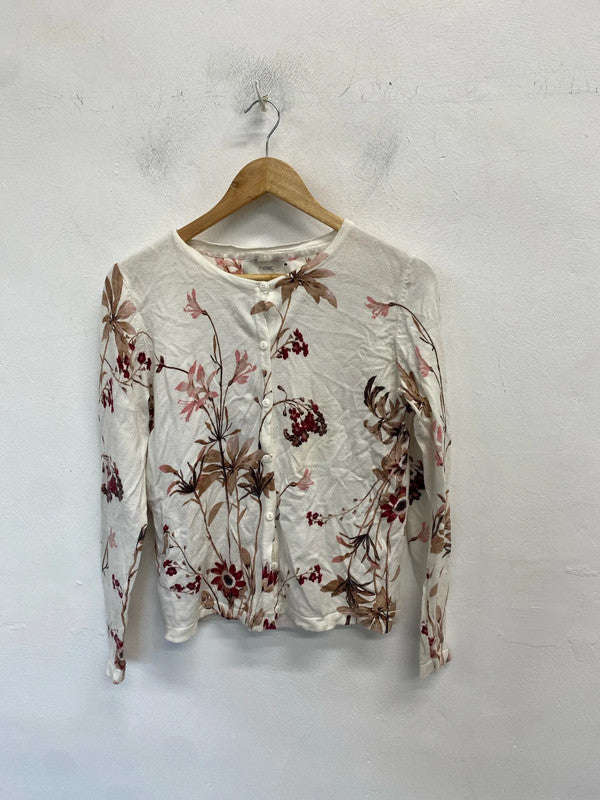 Lovely next cream floral cotton cardigan UK 14 MM005