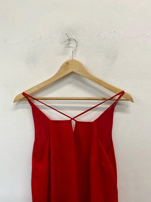 Gorgeous red slip river island cross over dress UK 10 LL003