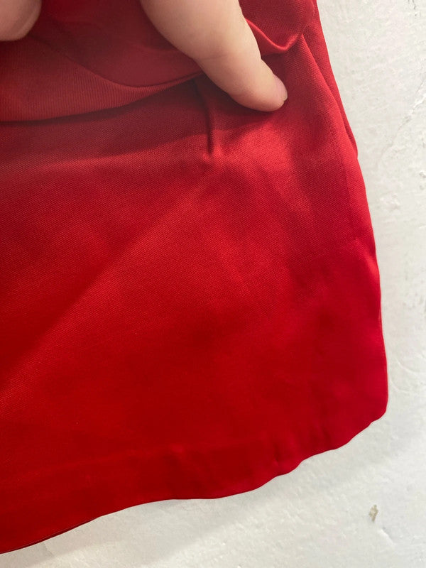 Zara Fabulous Red Satin Asymmetric Mini Skirt Size XS SD002