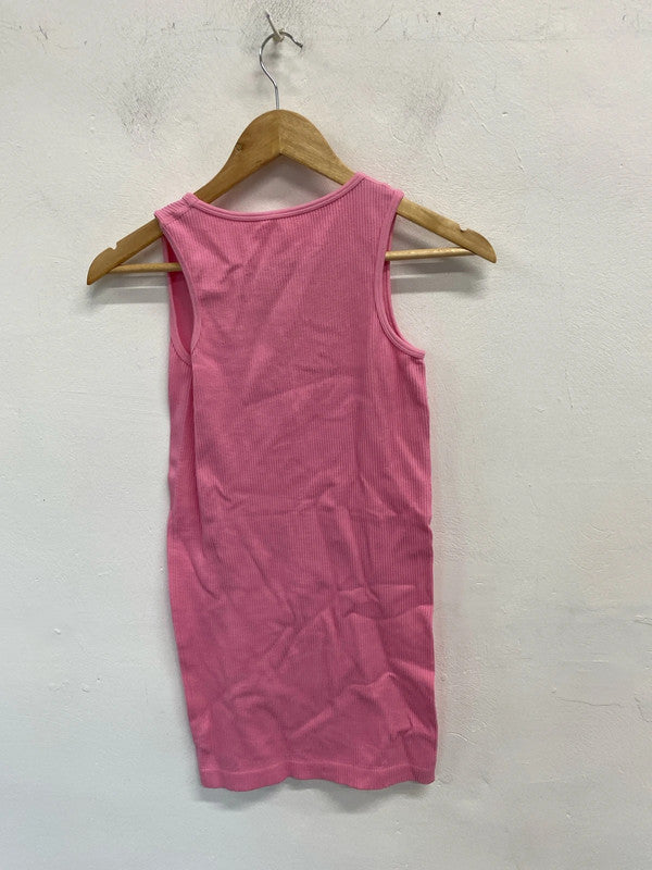 Lovely Primark pink seamless ribbed dress UK L SD001