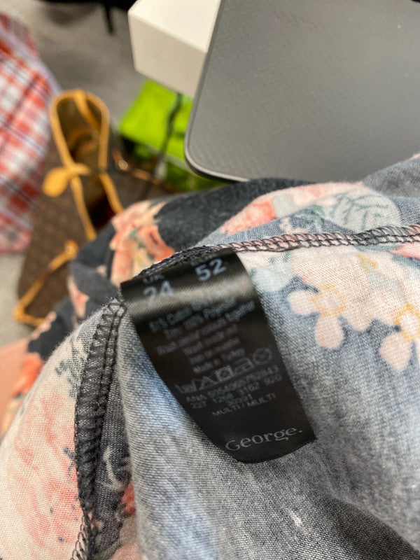 Lovely George grey rose floral dress UK 24 NC001