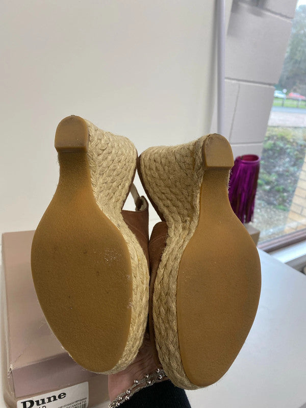 Fabulous Dune Tan espadrille wedge UK6 occasion parties NN001