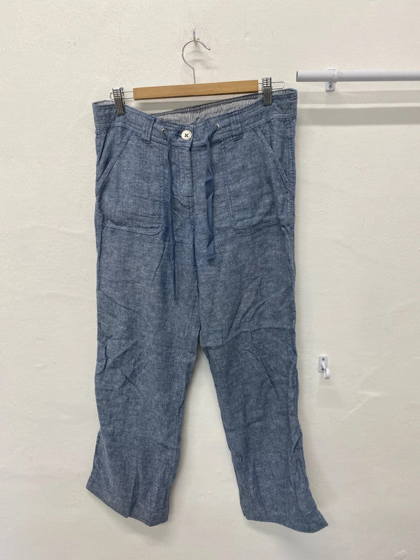 Fab TU crop linen blend wide leg trousers Uk8 denim MM005