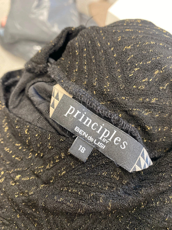 Lovely principles by Ben de lisi black gold dress UK 18 MW001