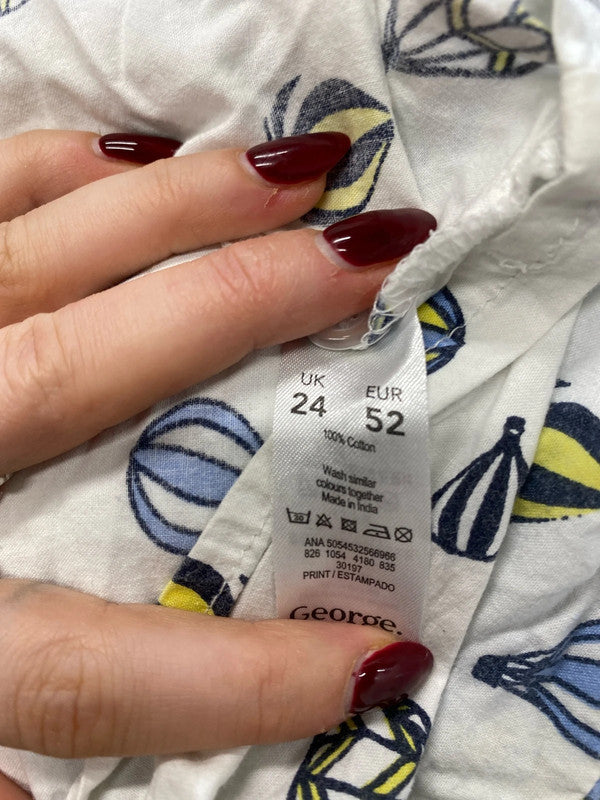 Fabulous george hot air balloon shirt white blue UK 24 RG021