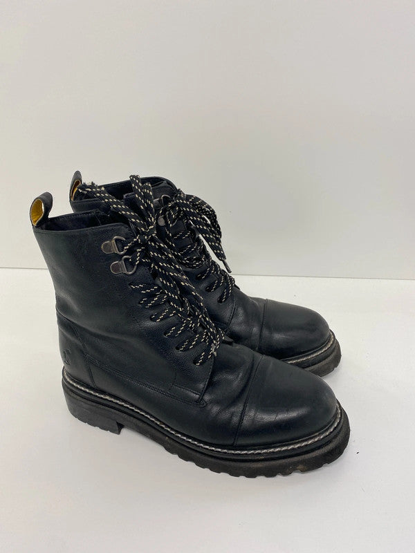 Fabulous Black leather Joules stomper boots Uk4 YTH01