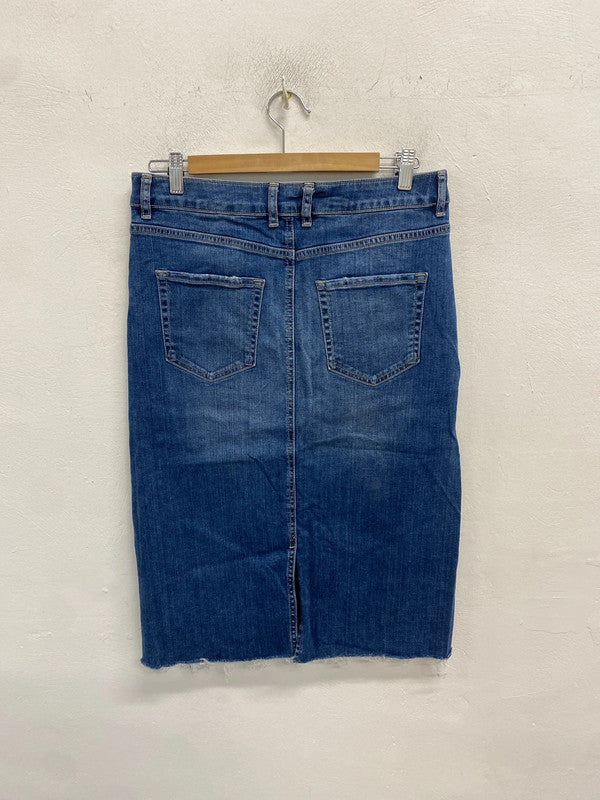 Lovely m&s denim blue midi skirt summer UK 12 AGS01