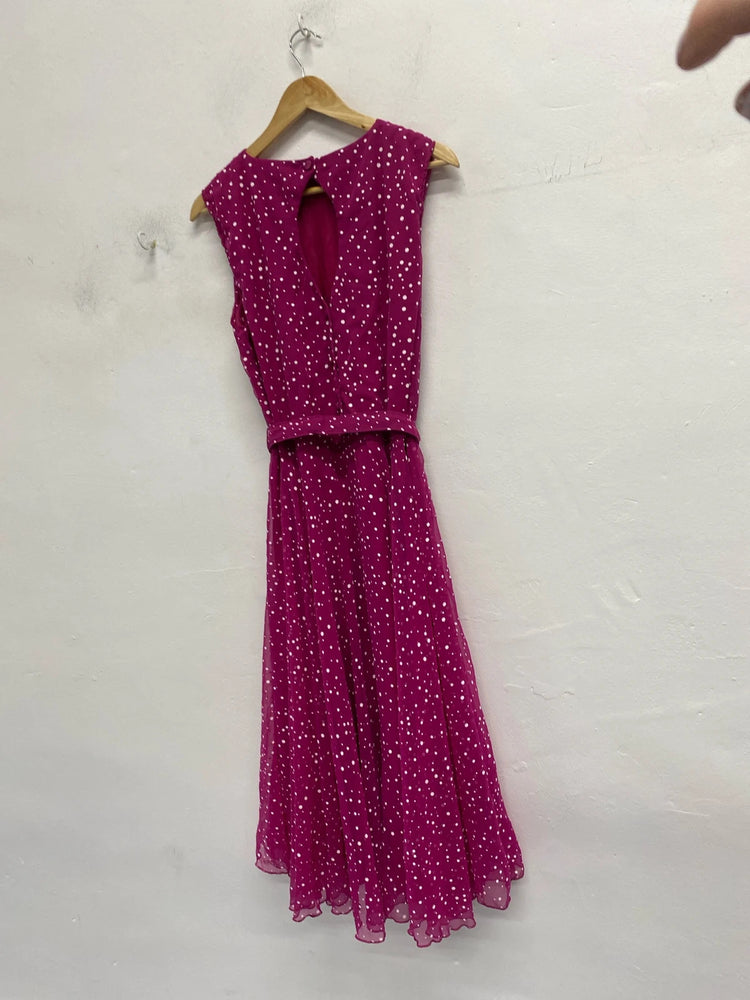 Fabulous Vintage deep pink spotty berkatex 1990’s dress Uk12 EC003