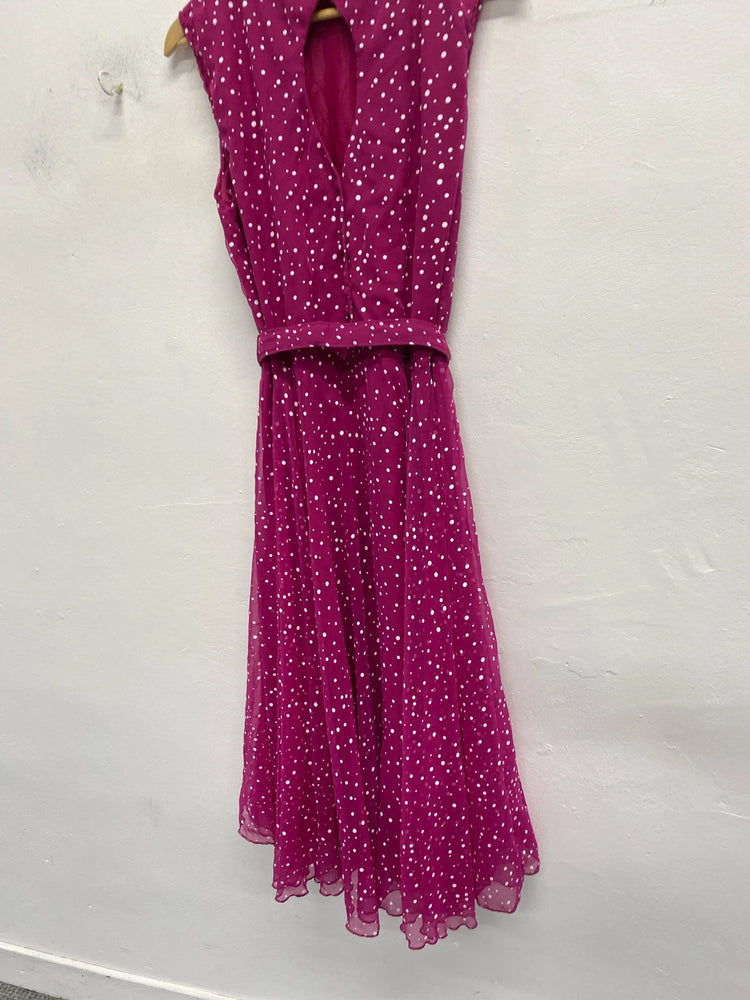 Fabulous Vintage deep pink spotty berkatex 1990’s dress Uk12 EC003