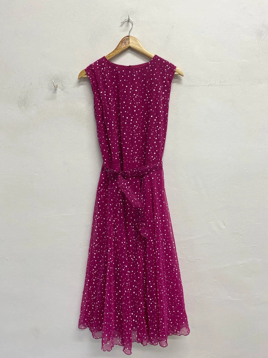 Fabulous Vintage deep pink spotty berkatex 1990’s dress Uk12 EC003