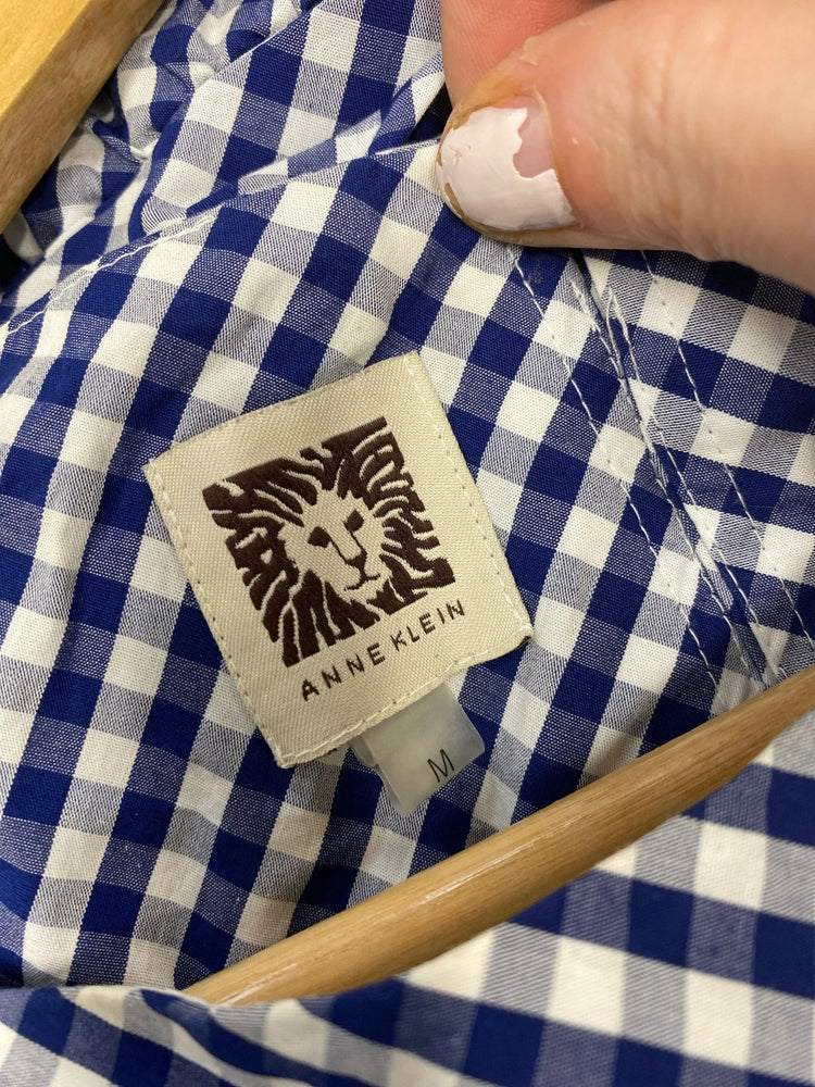 Fabulous blue Vintage Anne Klein Gingham Dress UkM EC003