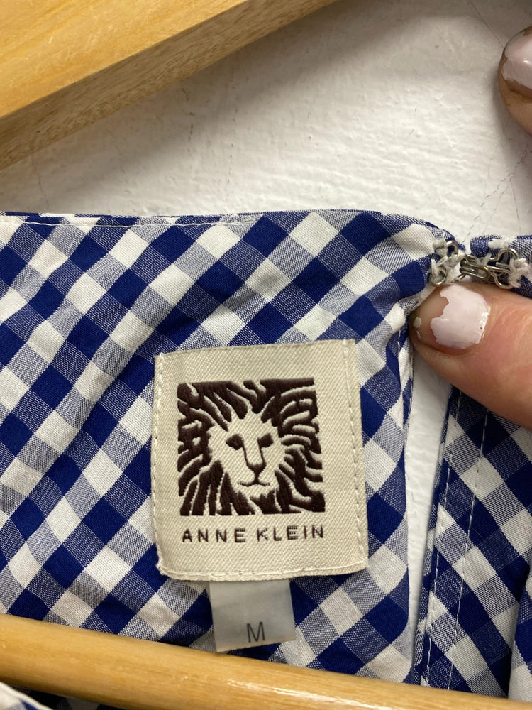 Fabulous blue Vintage Anne Klein Gingham Dress UkM EC003