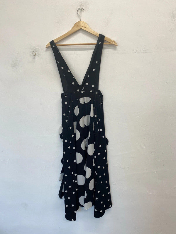 Gorgeous polka black white Topshop petite dress low bust frill UK 8 LK009