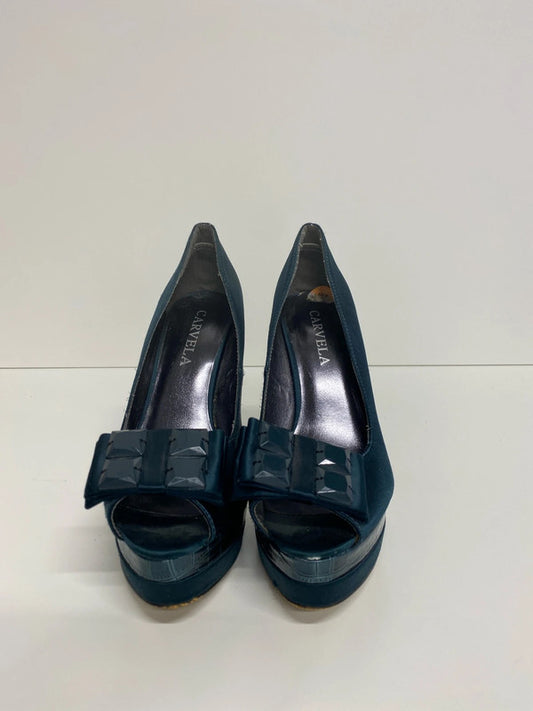 Carvela Fabulous Sea Green Croc Effect Heels UK 5 AE001