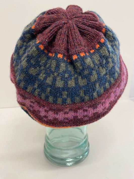 Fabulous Toast knitted beanie One size purple orange KB001