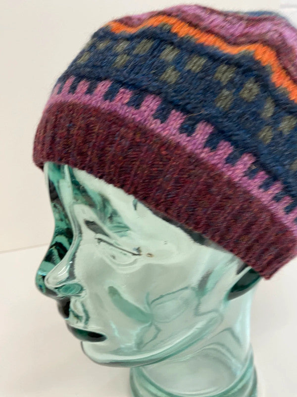 Fabulous Toast knitted beanie One size purple orange KB001