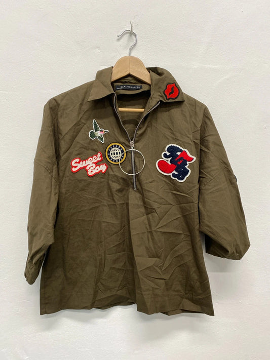 Fabulous Khaki fun comic lightweight top by Zara UkM KB001