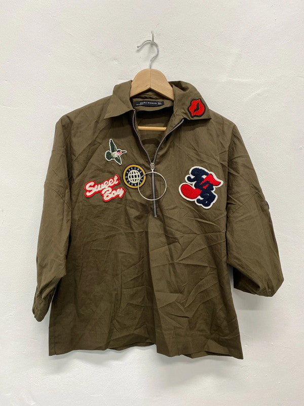 Fabulous Khaki fun comic lightweight top by Zara UkM KB001