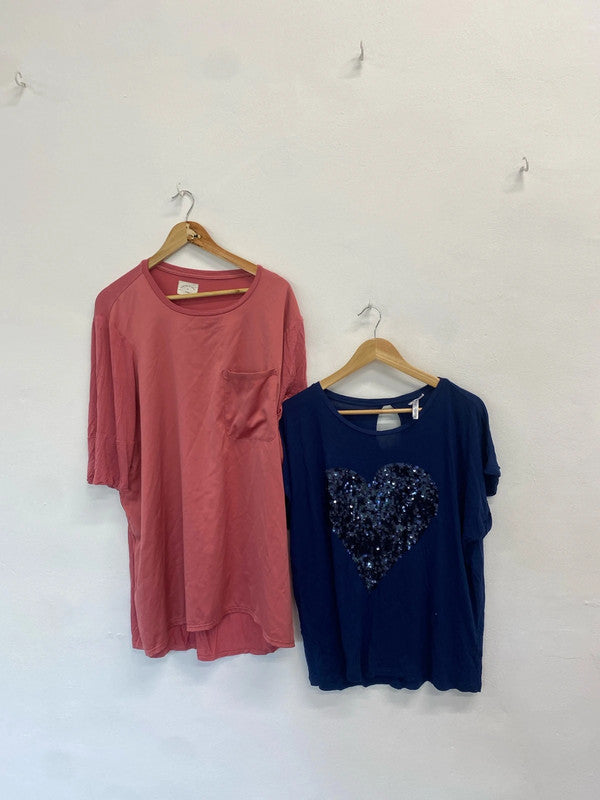 Gorgeous duo of nightwear tops next pink navy UK 20 #210 LK006