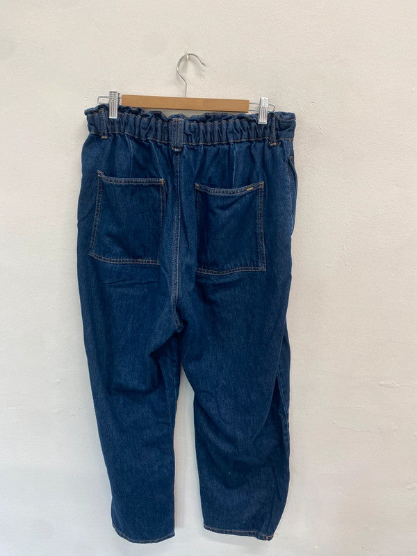 Lovely Zara paper bag navy jeans cropped UK 16 BS001