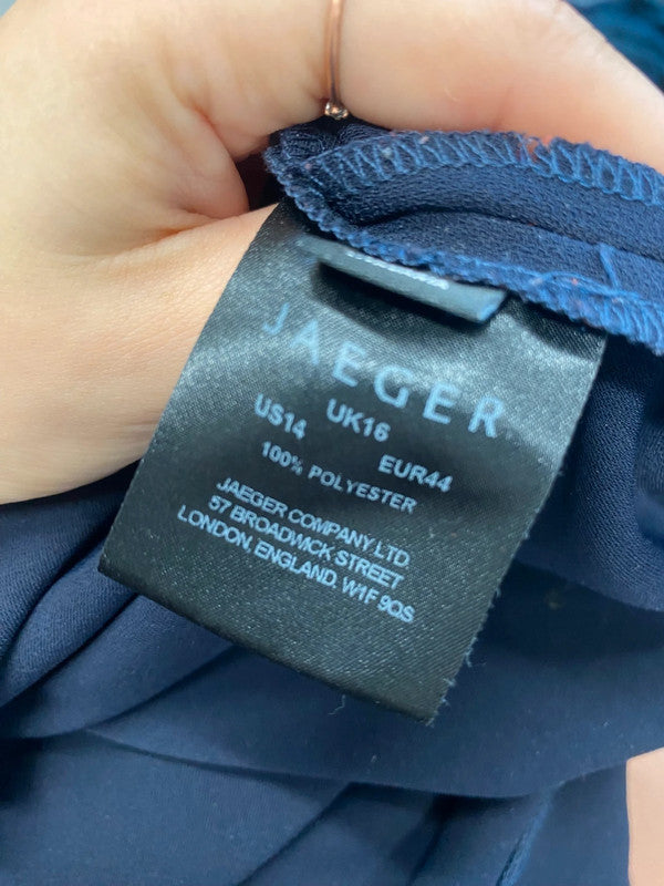 Fabulous Jaeger Dress UK16 Navy Blue floaty BS001
