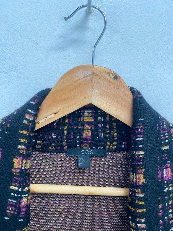 Fabulous Cos Longline jacket UK L Black purple wool BS001