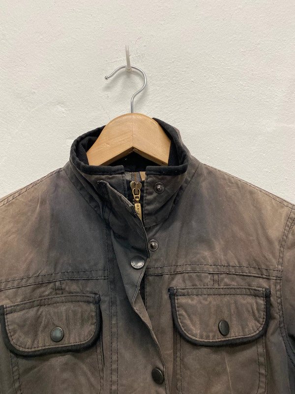 Fabulous Barbour distressed & loved Wax Jacket UK10 Brown Faded KB001