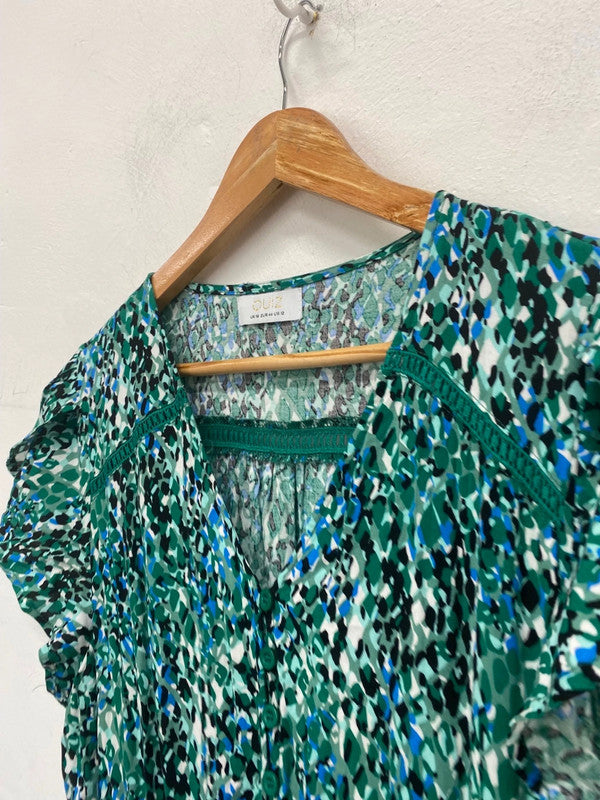 Gorgeous Quiz Maxi dress Uk16 Green summer vibes NS002