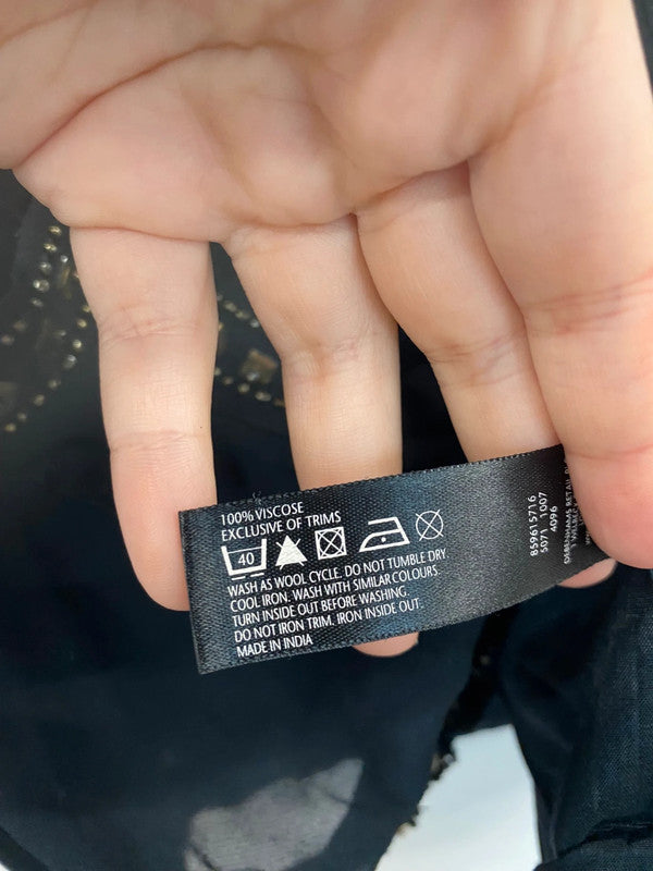 Boho Chic Festival Vibe Butterfly by Matthew Williamson Black Dress UK12 LG276