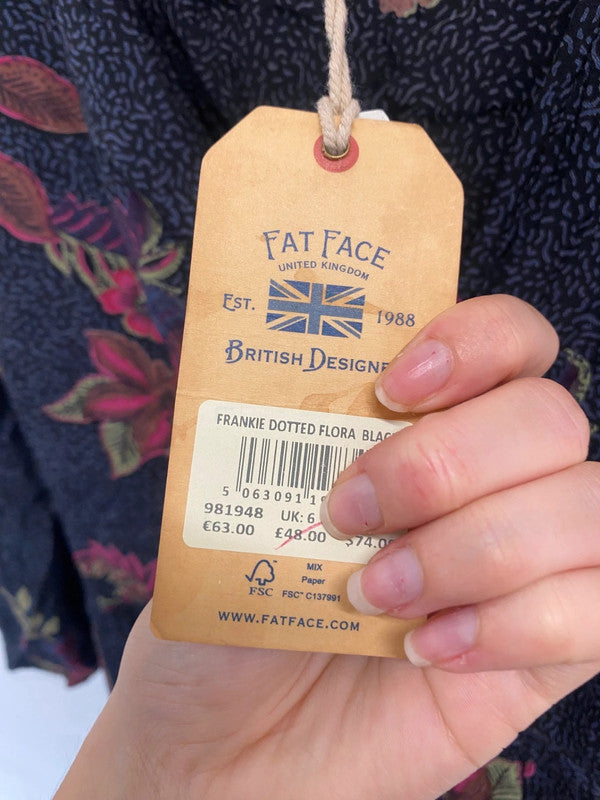 Fabulous Fat Face Blouse Uk 8 Navy pink floral new LG276