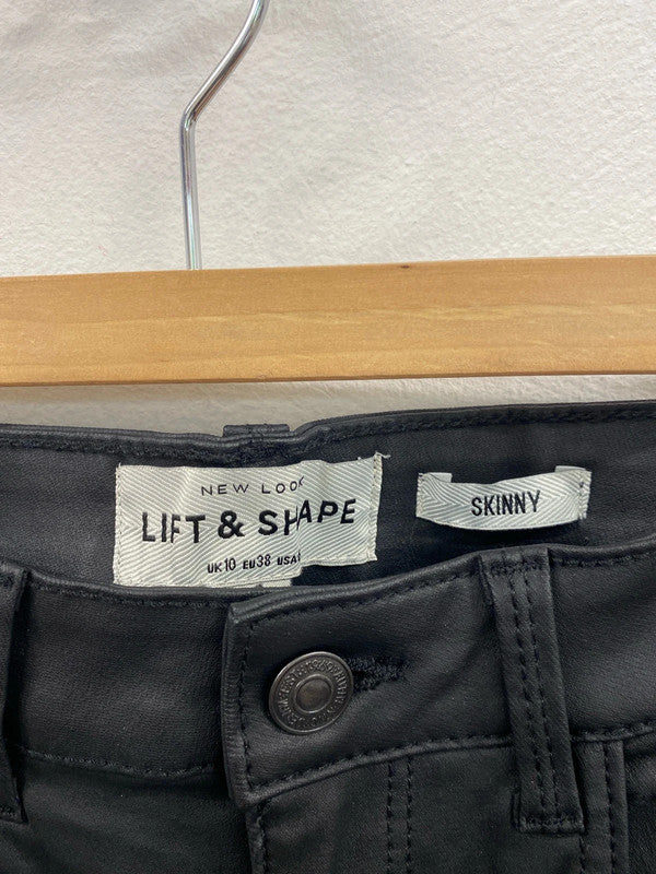 Fabulous New Look Charcoal Black Lift & Shape Wetlook Jeggings UK10 Petite LB244