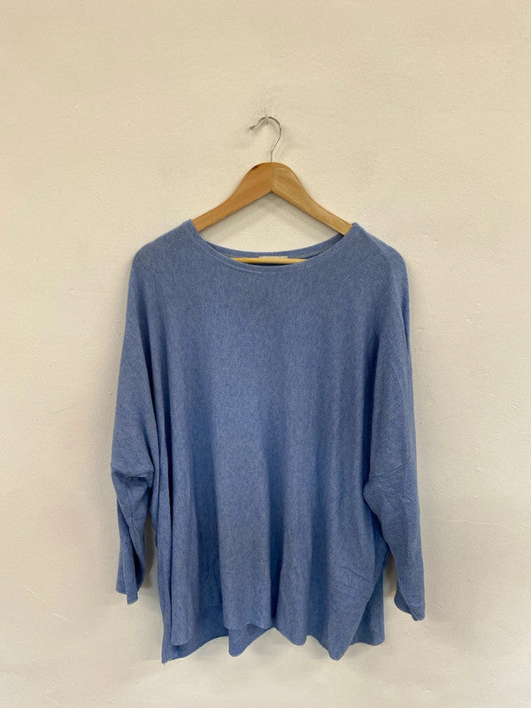 Fabulous Made In Italy Cornflower Blue Marl Tunic Jumper One Size HD440