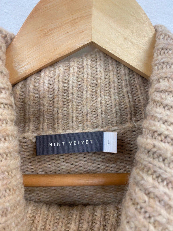 Fabulous Mint Velvet Beige Mix Cowl Neck Sweater UK L VW001