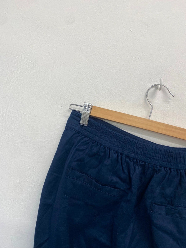 Fabulous Trenery Crop linen blend classicTrousers UK12 Navy SO001