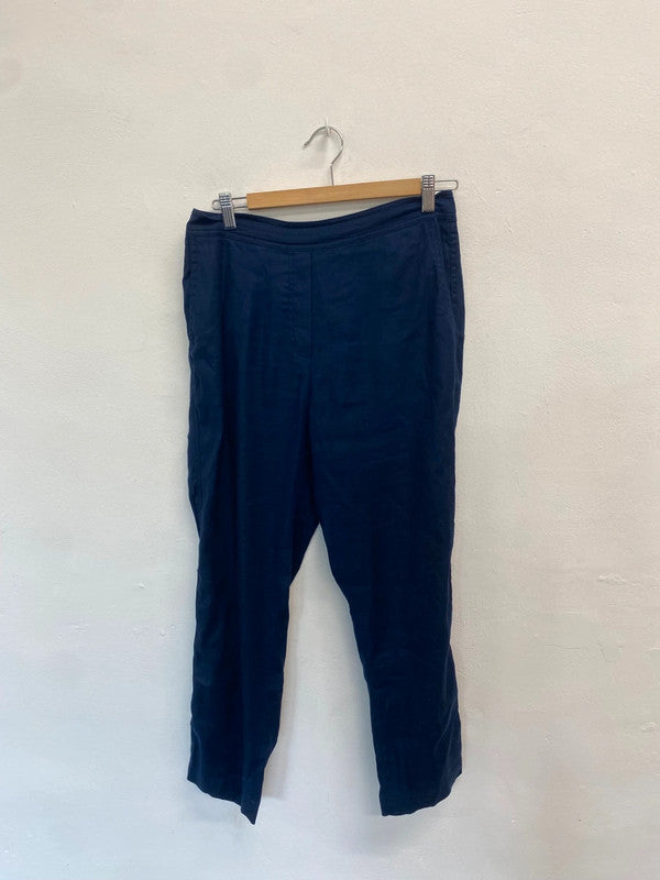 Fabulous Trenery Crop linen blend classicTrousers UK12 Navy SO001