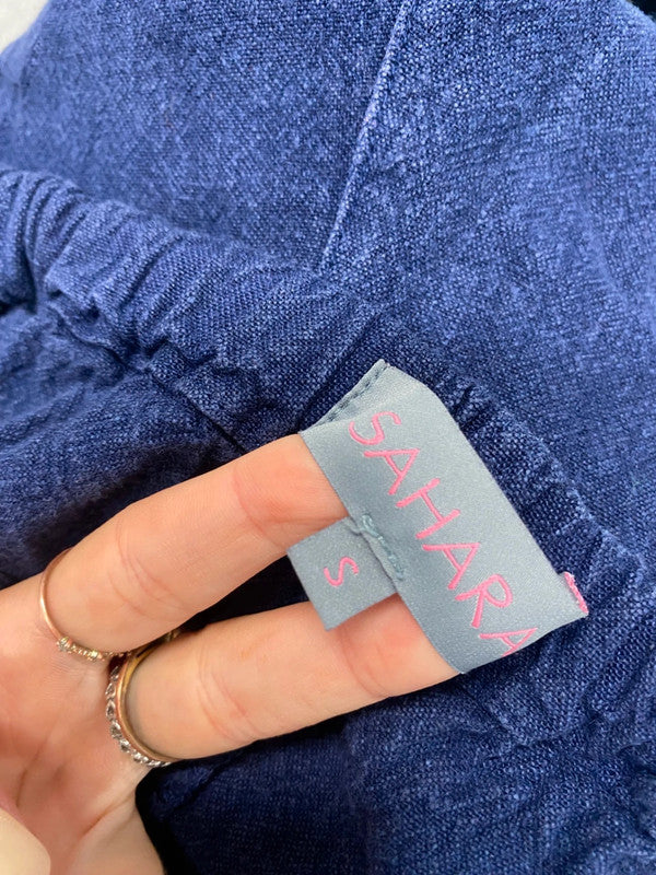 Fabulous Sahara trousers linen UK S Navy Blue SO001