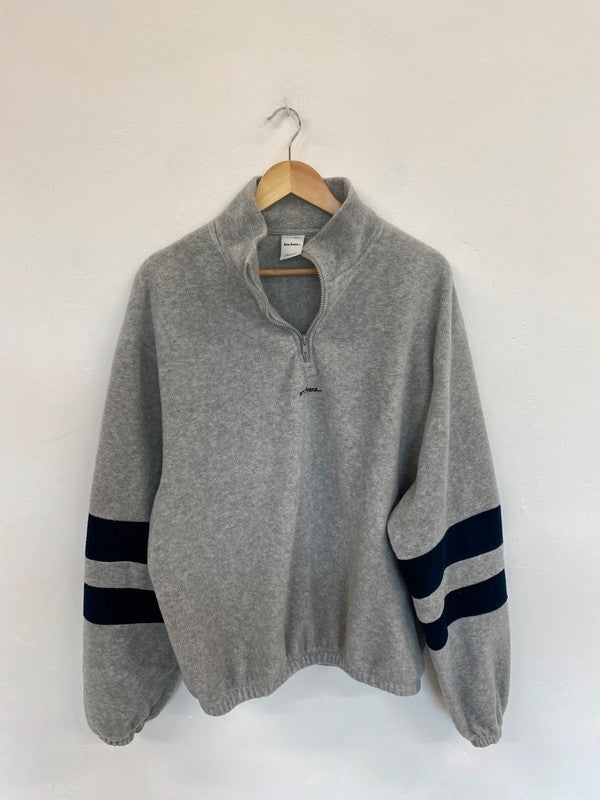 Fabulous iets frans Grey & Navy Fleece 1/4 Zip Pullover UK L HD440