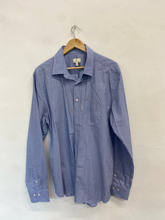 Fabulous Mens Gant periwinkle blue & navy Oxford ditsy shirt UkXXL HD440