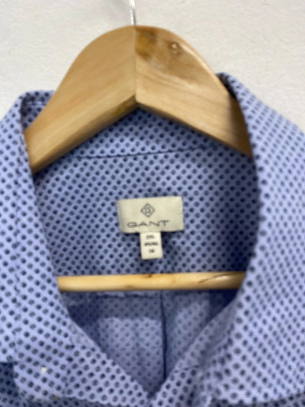 Fabulous Mens Gant periwinkle blue & navy Oxford ditsy shirt UkXXL HD440